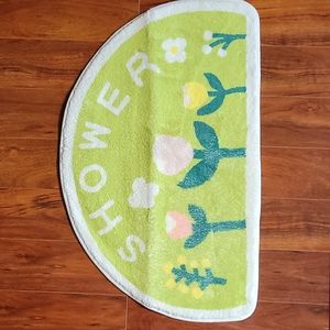 Plush Shower Mat  Floral Green Pink Bathroom  Nonskid  Absorbent  Soft  NEW